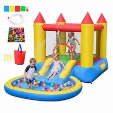 Inflatable Bounce House Kids Water Slide and Bouncy Area with Splash Pool