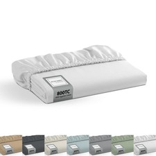 100 Egyptian Cotton Twin-XL Fitted Sheet 800 TC 16 Inch Deep Pocket White