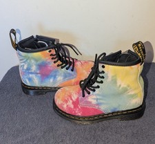 Doc Martens 1460 Toddler Size 9 Tie-Dye Rainbow Suede Boots Lace Up Combat