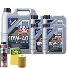 Motoröl 10W40 LIQUI MOLY Mos2 Leichtlauf 9L +MANN Ölfilter +Ölschlammspülung
