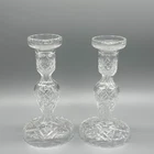 Pair Vintage Waterford Crystal Reversible Candlesticks Taper Candle Holders 7.5”