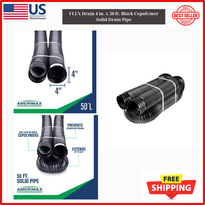 50 ft. Length Copolymer Solid Drain Pipe, Black FLEX Drain 4 in. Dia. Flexible