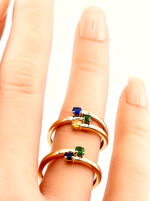 14 Karat Gelbgold Mutterring mit wahlweise zwei und drei Edelsteinen