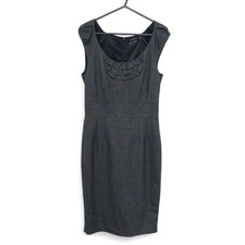 PORTMANS Womens Work Pencil Dress Size 10 Grey Sleeveless Wool Blend C1152