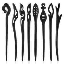 8 Pcs Wooden Hair Sticks Vintage Chinese Japanese Bun Hairpins for Women Girls