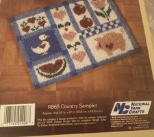 VTG National Yarn Crafts Latch Hook Kit Country Sampler In Box