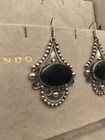 Vintage Earrings Dangle Sterling Silver with Oval Onyx Stones  Filigree 925 — photo 2