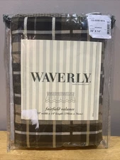 WAVERLY Valance Fairfield Holbrook Black Tan Porter Plaid 78" X 14" Rod Pocket