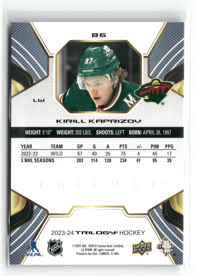 2023-24 Upper Deck Trilogy #86 Kirill Kaprizov - Image 2 of 2