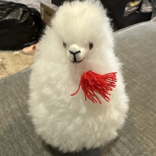 Peruvian Handmade Alpaca Llama Stuffed Animal made with Real White Alpaca Fur