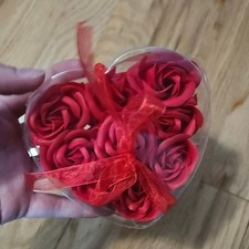 Beautiful  Romantic Red Rose Soap Flowers in Clear Gift Box