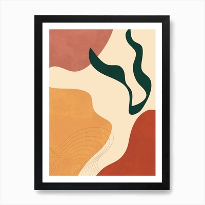 Abstraktes Boho Neutrale Linie Kunst Gerahmtes Wandbild Poster Leinwanddruck Bild