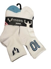 Messi Collection Cushioned Crew Socks 6 Pairs All White Men  s Size 6-12 New