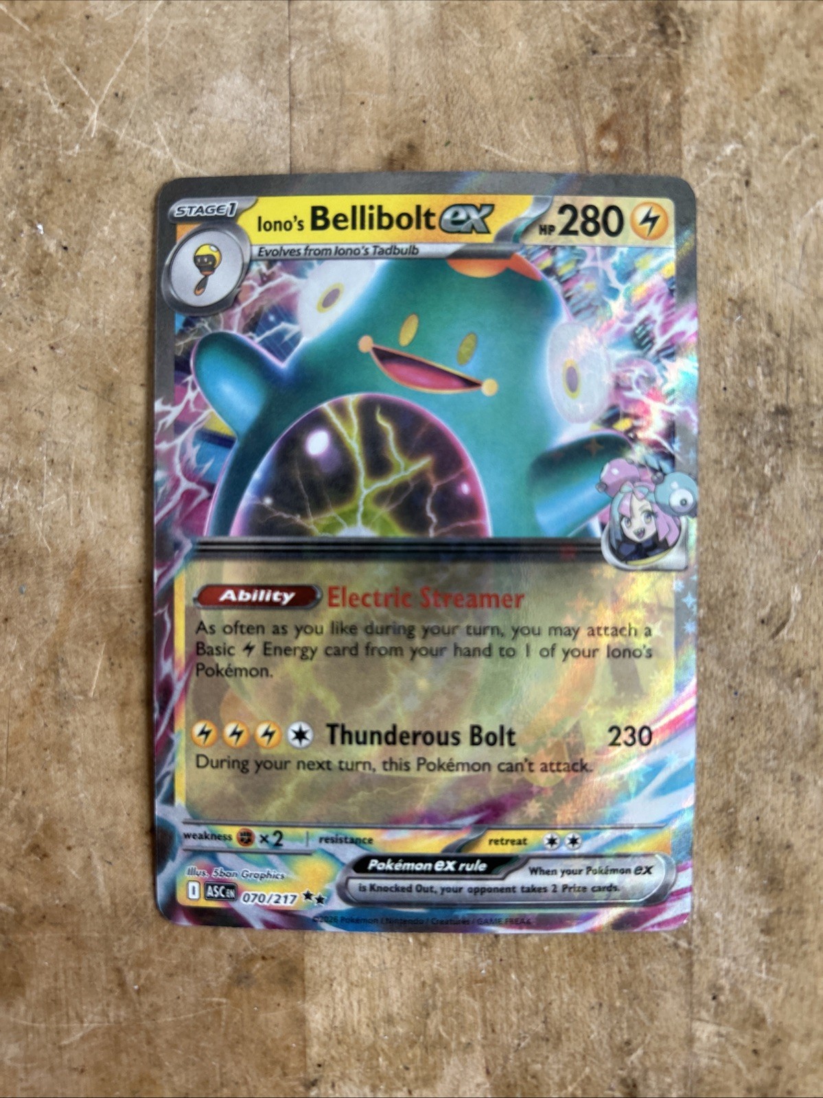 2026 Pokemon Lono's Bellibolt EX Full Art Holo 70/217 Ascended Heroes