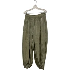 Massimo Dutti Womens Sarouel Trousers XS Pale Green Loose Wide leg 9100/954 NWT