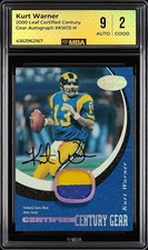 2000 Leaf Certified Kurt Warner Century Gear Jersey # GU Patch /21 MBA 2 Auto 9