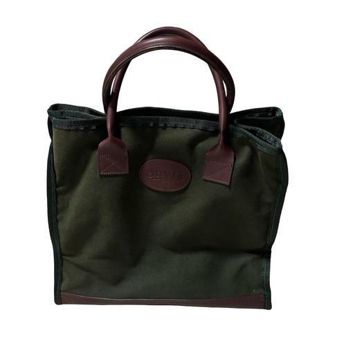 Vintage Orvis Unisex Leather / Canvas Tote Bag Green Approx 14 x 13 x 6