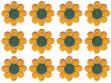 Lot of 12 Yellow Daisy Flower Iron On Embroidered Patches DIY Crafts 1" in 