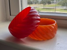 Set Of 2 Vintage Wide Twisted Rope Carved Red...