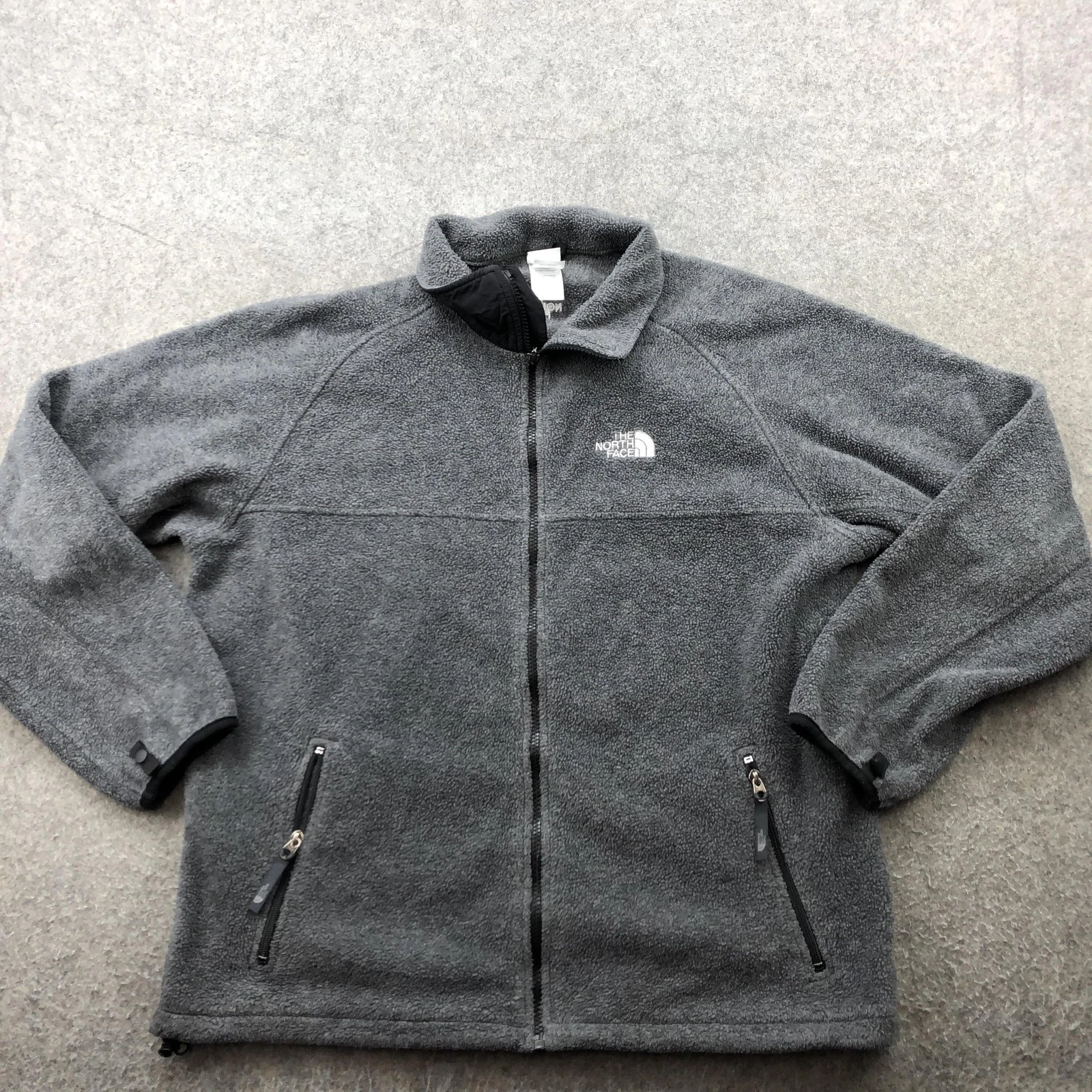 Vintage North Face Jacket Mens Large Gray Full Zip Fleece Outdoor Hiking