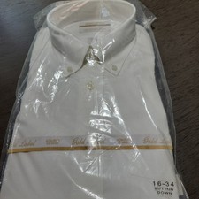 Roundtree Yorke Gold Label No Iron EZ Wash Pinpoint White Dress Shirt 16 X 34