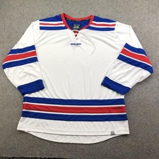Bauer Jersey Mens Medium White Long Sleeve Lace Up Hockey Top Performance Team