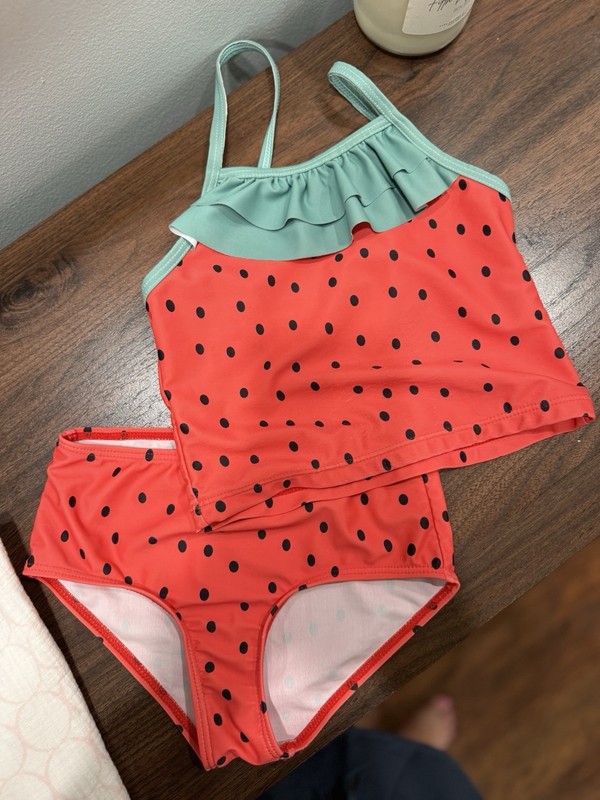 4T Girls 2 Piece Watermelon Swimsuit Set, Tank And Bikini