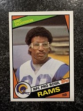 ERIC DICKERSON TOPPS 1984 ROOKIE card, Topps ‘85 & ‘86 cards & 3 add’l ‘84 cards