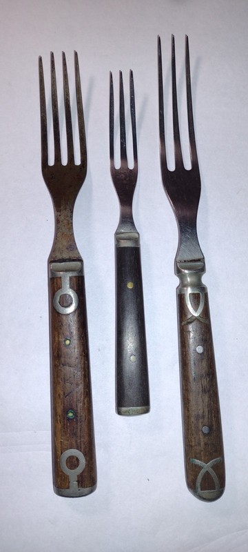 3pc. lot of Vintage Wood Handle Forks/ Circa 1860-1880
