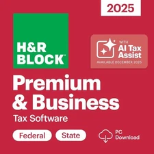 H&R Block Tax Software Premium & Business 2025 |PC Only (E-MAlL Delivery)