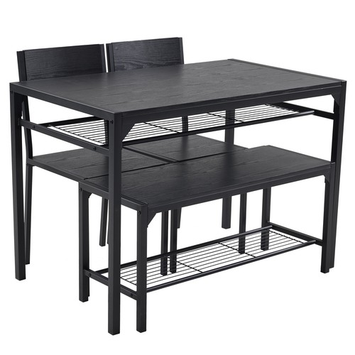 Kitchen Table 2 Chairs for 4 with Bench 4 Piece Dining Table Set for Small Space - Picture 18 of 34