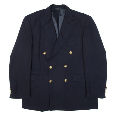 AQUASCUTUM Zweireiher Herren Blazer Sakko Blau Wolle M