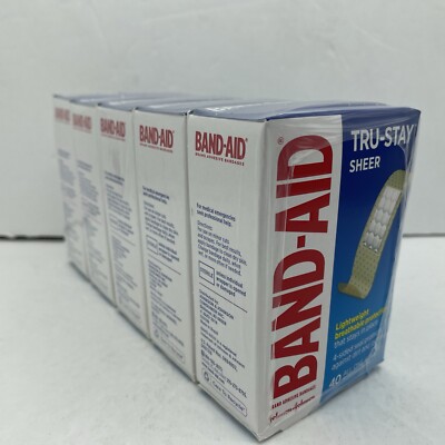 5 Band-Aid Tru-Stay Sheer Adhesive Bandages Lightweight Protection CASE PACK