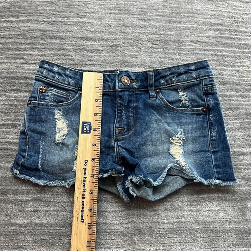 Hudson Jean Shorts Size 10 Youth Girls Stretch Mid Rise Medium Wash Blue Denim - Picture 5 of 7