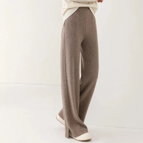 Pantalones sueltos de cachemir de cintura alta para mujer - Imagen 1 de 31