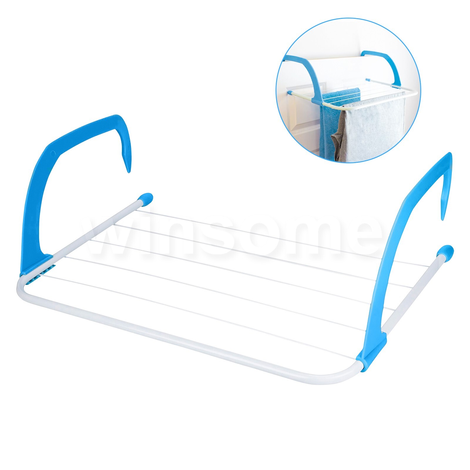 Folding Radiator Clothes Airer Towel Holder Dryer Rail 6 Bar Laundry Rack Hanger