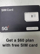 VERIZON SIM with $60 MONTH INCLUDED UNLIMITED 5G/4G DATA+25GB HOTSPOT USAGE