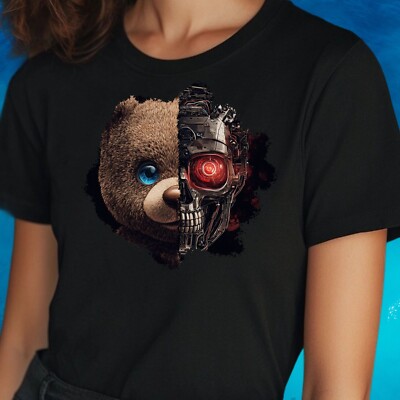 Women Funny Teddy Bear Print Cotton T-Shirt Size S to 3XL