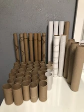 50 Empty Clean Cardboard Rolls 16 Varieties Paper Towels & 35 Toilet Paper Lot