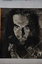 Zeichnung Tusche Kohlestift | Portrait Musiker Geige Zauber Magie Dunkelheit