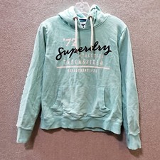 VINTAGE Superdry Women Sweatshirt 6 Blue Hoodie Track  Field Long Sleeve Y2K