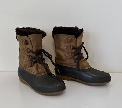 SOREL Badger Boot Women s 7 Brown Leather Removable Liner Waterproof Canada Vtg