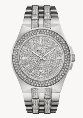 BULOVA diamond Crystal Pave Men's Watch silver | eBay BULOVA diamond Crystal Pave Men's Watch silver | eBay