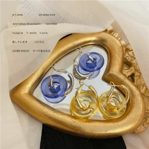 Yheakne Orecchini A Cerchio Quadrati In Resina Blu, Stile - Foto 8