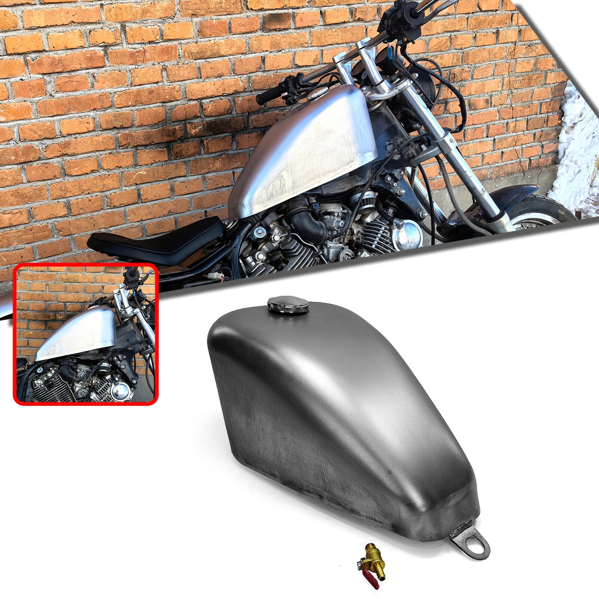 Motor Petrol Tank 10L Gas Fuel Tank Modified For 1988-1998 Yamaha