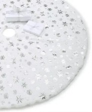 Holiday Lane White Sleek Style Snowflake Decor Tree Skirt Dia 48 In New With Tag
