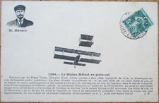 French Aviation 1910 Postcard, Le Biplan Metrot, Airplane BIplane Pilot