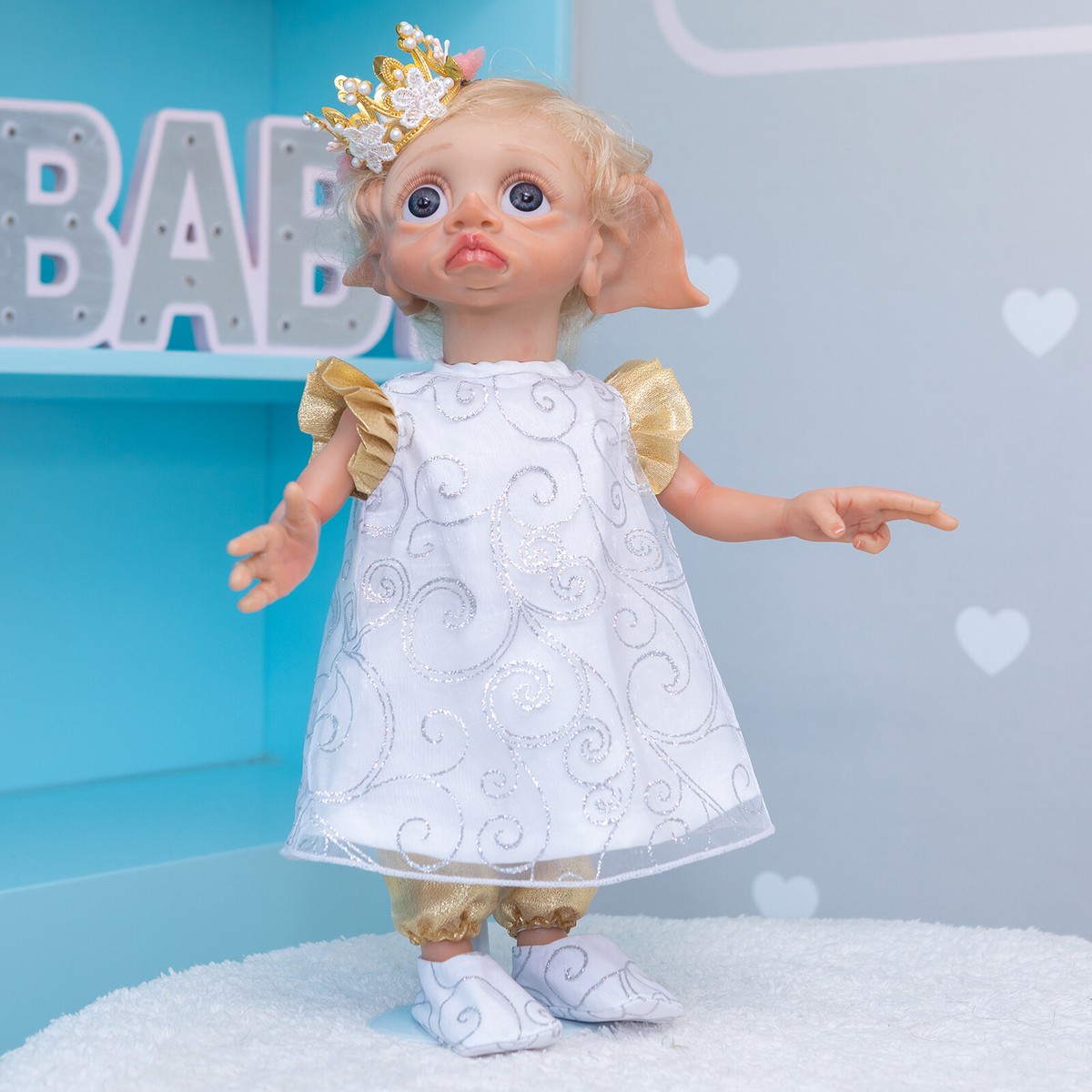 Realistic Reborn Baby Doll 17in Full Body Vinyl Elf Poseable Real