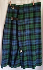 The Scotch House Vintage Tartan Blue Green Wool Kilt Style Wrap Skirt