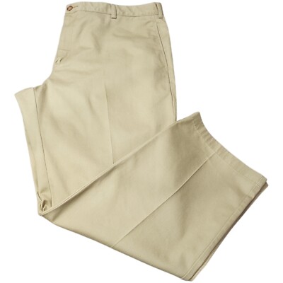 L. L. Bean Men's Standard Fit Chino Trouser Pant Flat Front Beige Khaki 42X30